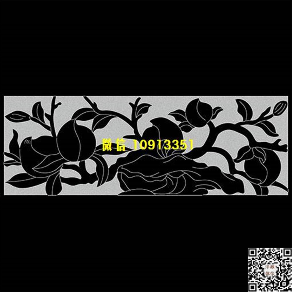 精雕图248桃子栏板精雕图线雕图线条图单线铣底图_电脑雕刻plt文泰矢量图精雕图浮雕图